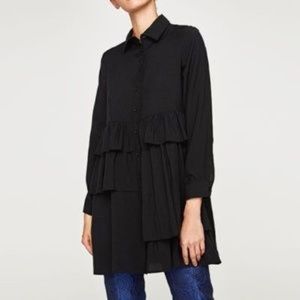ZARA black tiered shirt dress